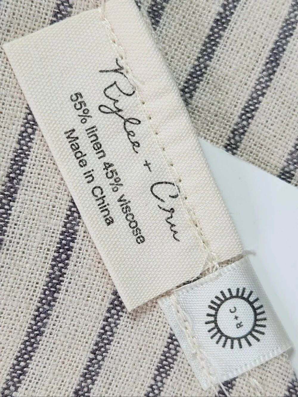 Rylee + Cru Cream and Navy Striped Bandana Bib